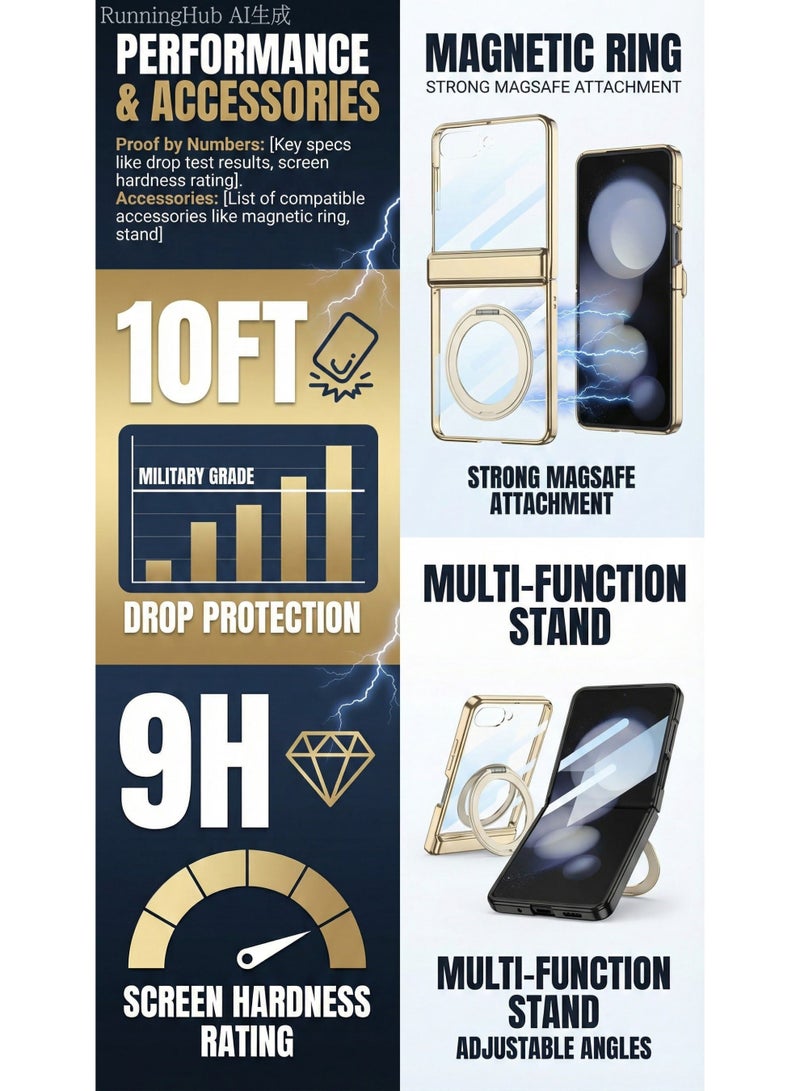 ThangCore Magnetic Rotating Kickstand Case for SM-Flip7 | Phantom Series with Hinge Protection for Business - Image 5