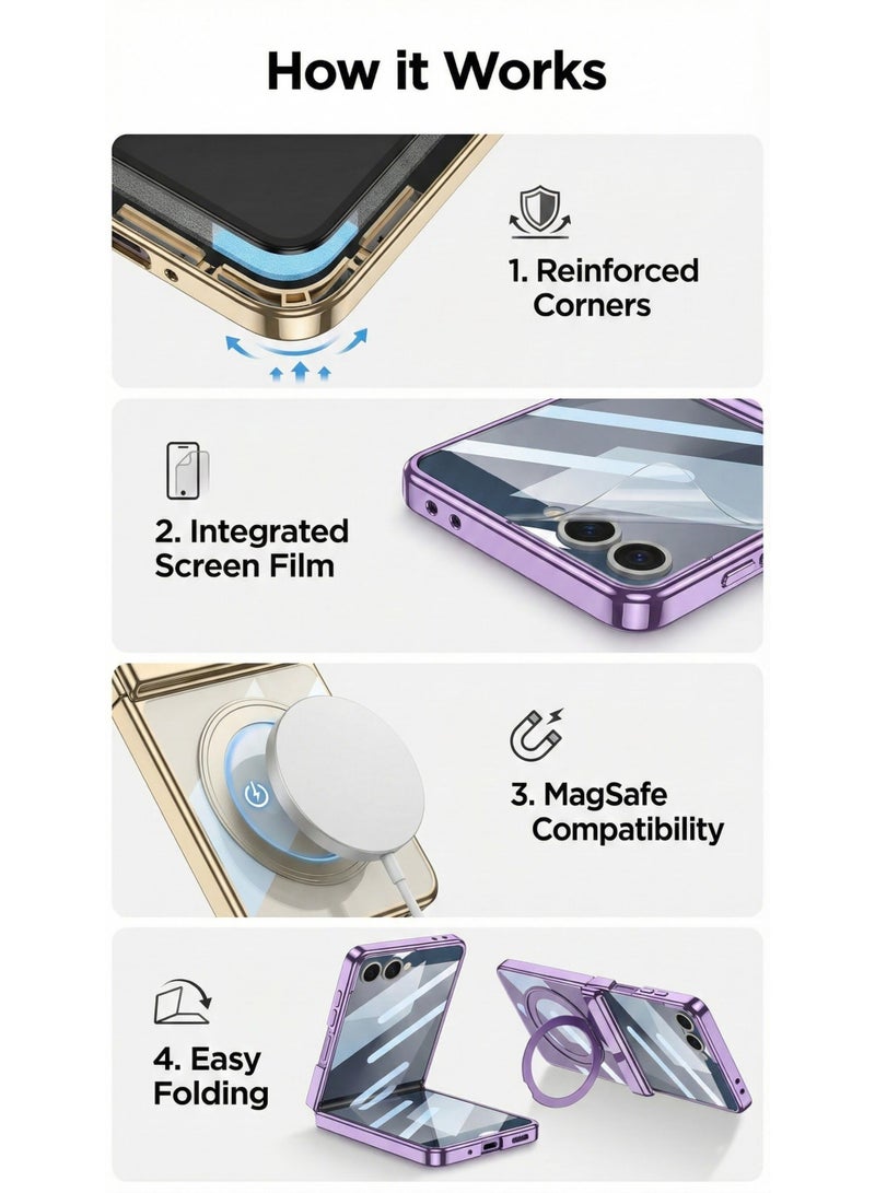ThangCore Magnetic Rotating Kickstand Case for SM-Flip7 | Phantom Series with Hinge Protection for Business - Image 4