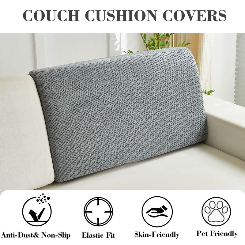 Disayu Couch Cushion Covers Sofa Covers Couch Covers for Sofa Pet Friendly Universal Sofa Covers Washable Stretch Slipcovers for Sectional Sofa (Texture Gray,Back Cover M) - Image 3