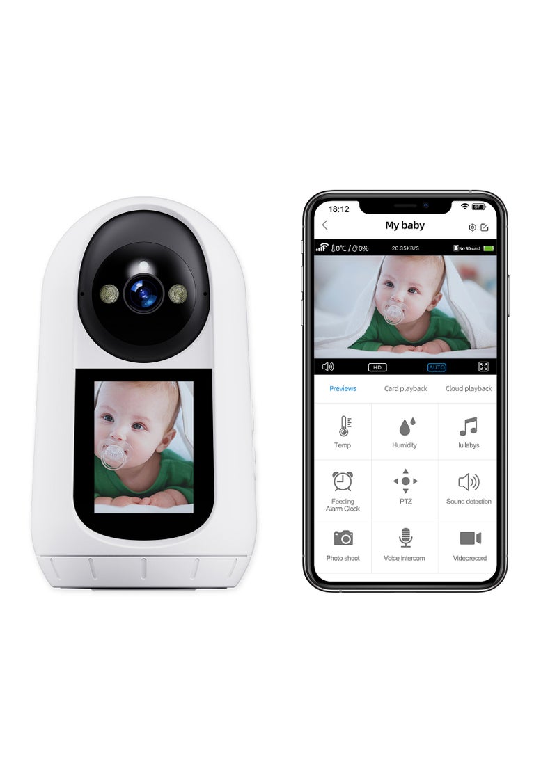 Home 360 Panorama 2.4 Inch 2MP/3MP Baby Monitor WIFI IP Camera with Screen Auto Tracking Baby Camera Indoor - Image 1
