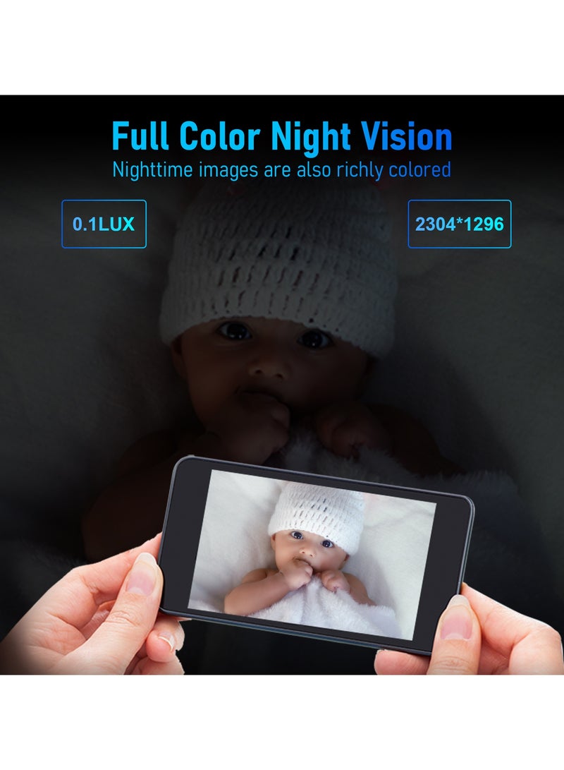 Home 360 Panorama 2.4 Inch 2MP/3MP Baby Monitor WIFI IP Camera with Screen Auto Tracking Baby Camera Indoor - Image 5