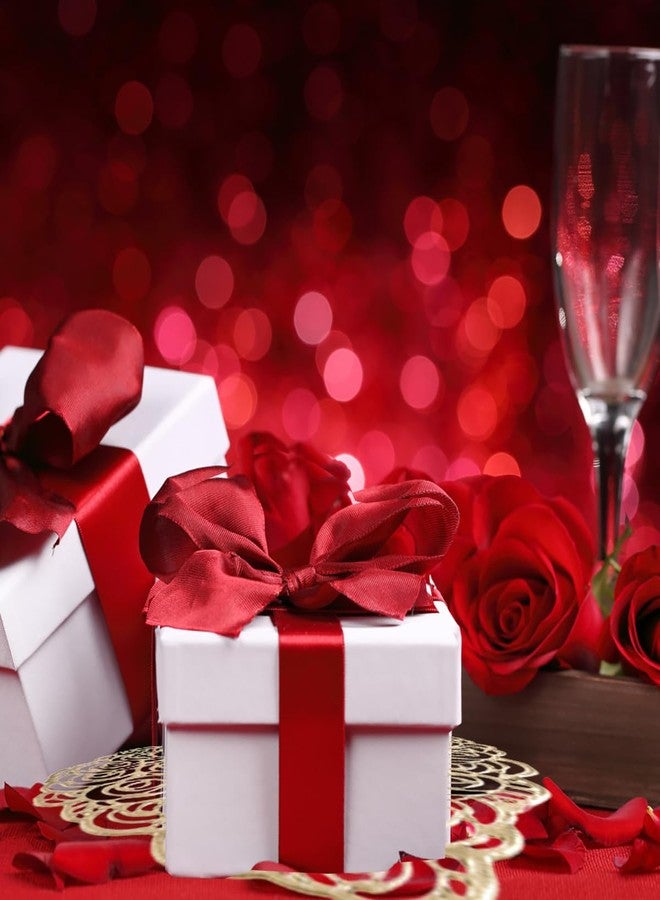 AUOCATTAIL Heart Rose Flower Placemats Set of 4 Rose Flower Pressed Vinyl Valentine Day Place Mats Tablemats Table for Wedding Holiday Dining Table Decorative (Gold) - Image 4