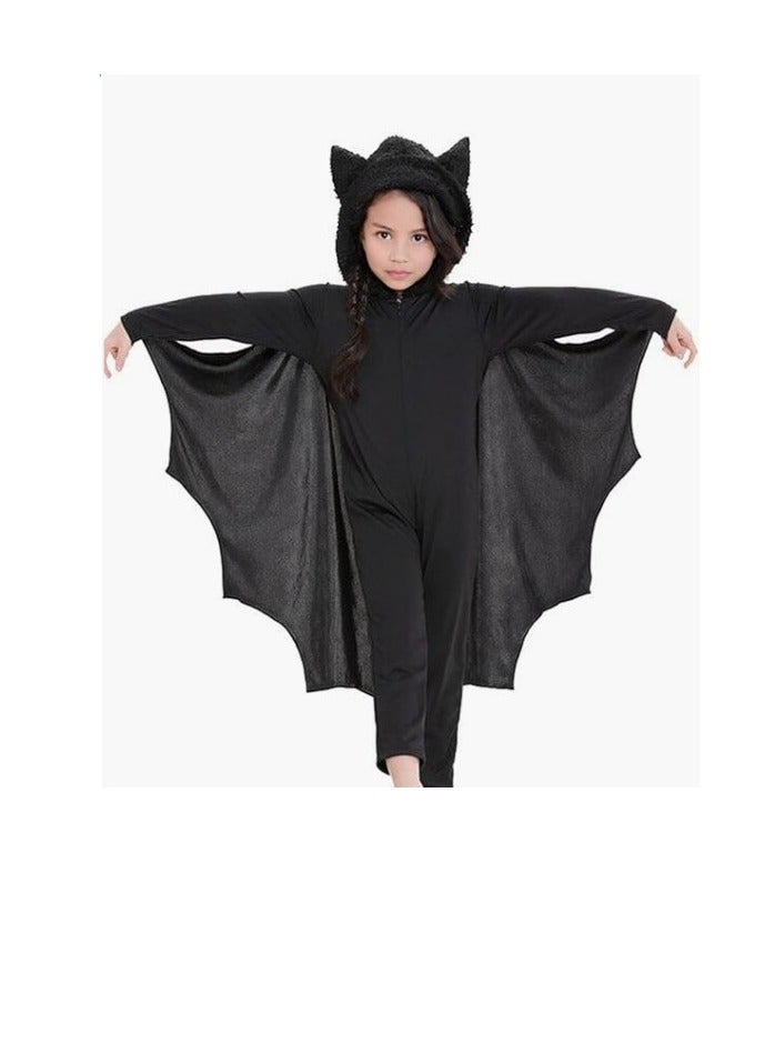Kids Bat Costume For Boys Halloween Costume Girls Hooded Jumpsuit with Wings For Halloween Trick or Treat（M,115-125cm） - Image 1