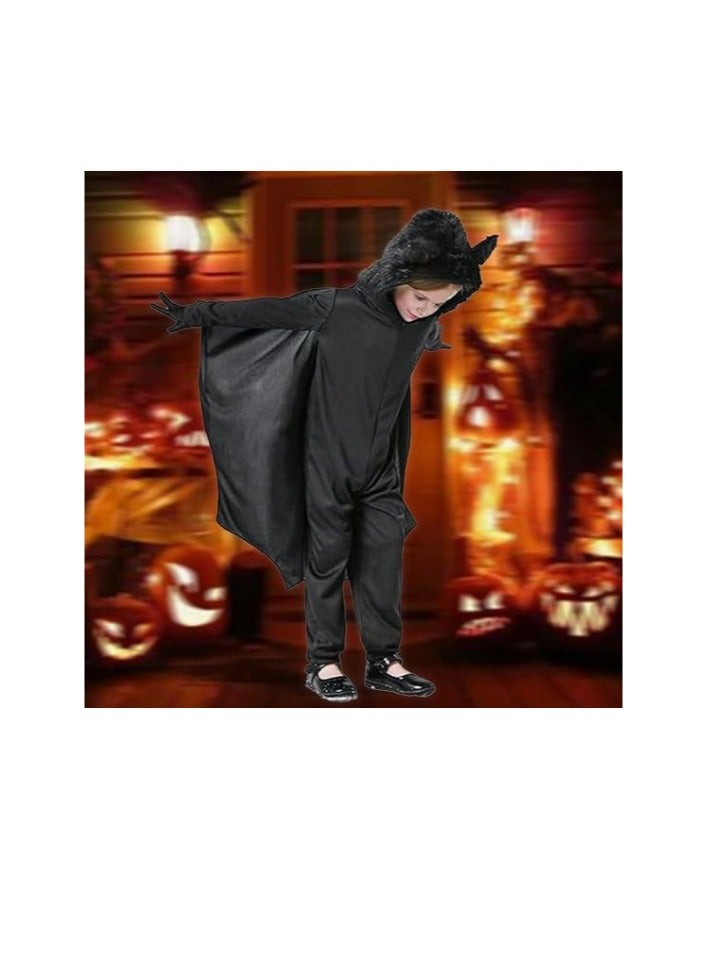 Kids Bat Costume For Boys Halloween Costume Girls Hooded Jumpsuit with Wings For Halloween Trick or Treat（M,115-125cm） - Image 4
