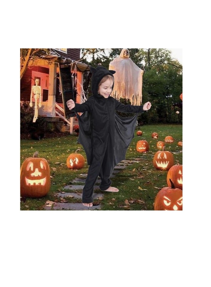 Kids Bat Costume For Boys Halloween Costume Girls Hooded Jumpsuit with Wings For Halloween Trick or Treat（M,115-125cm） - Image 3