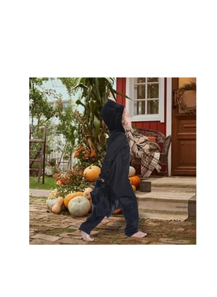 Kids Bat Costume For Boys Halloween Costume Girls Hooded Jumpsuit with Wings For Halloween Trick or Treat（M,115-125cm） - Image 5