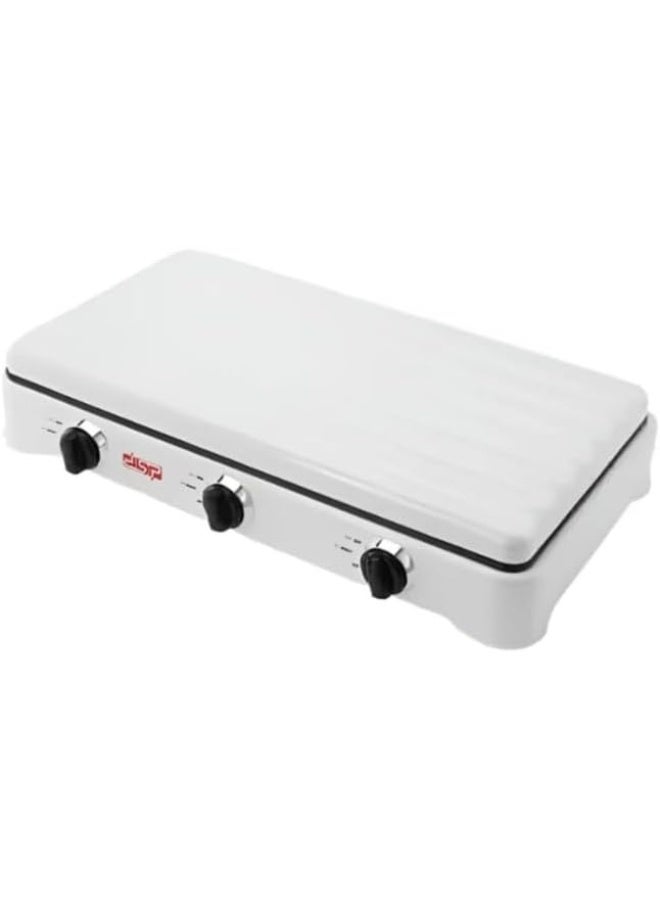 دي اس بي موقد غاز مزدوج DSP KD 5077 بثلاثة شعلات، لون أبيض - Image 2