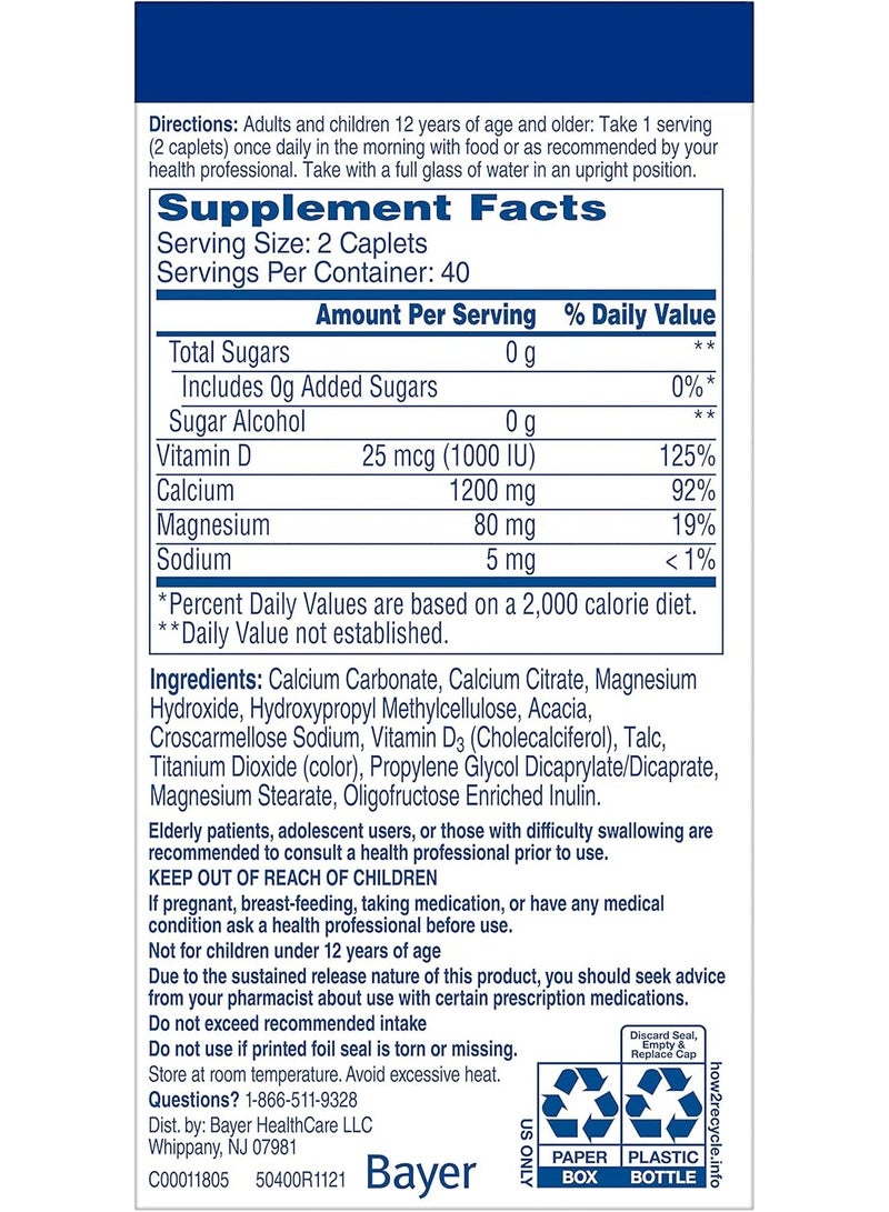 Calcium +D3 Slow Release 1200, 80 Coated Caplets