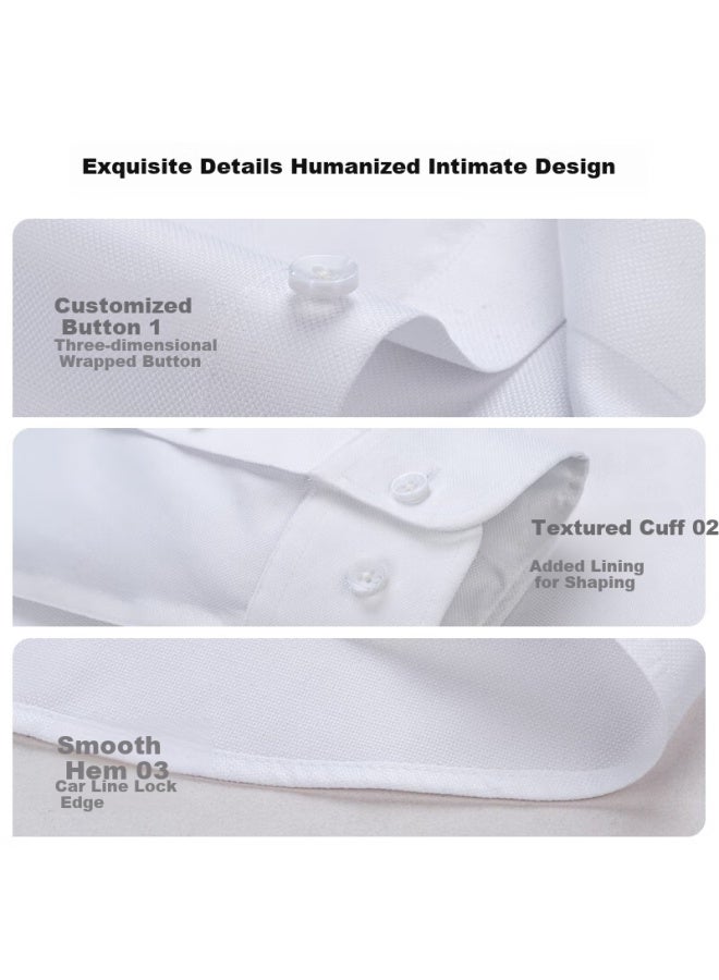 Firs 200 Thread Count Non-Iron Dress Shirt Men'S Long Sleeve Wrinkle Resistant High-End Pure Cotton Shirt White 44