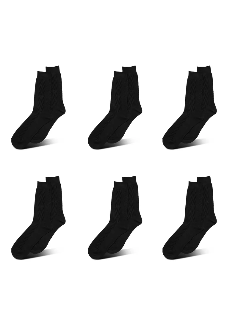 AMPM MEN'S FORMAL SOCKS (PACK OF 6) - BLACK
