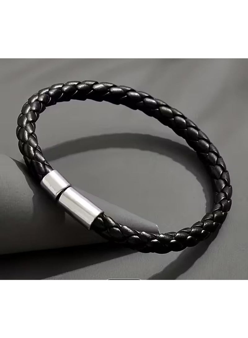 KRONFOL 1pcs Men'S Trendy Retro Braided Detail Bracelets, Gift for Family And Friends, Holiday Birthday Gift for Boyfriends - Image 1