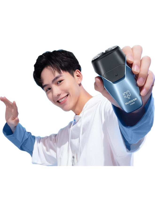 FLYCO Intelligent Electric Shaver Double Head Full Body Washable Shaver Portable Mini Men'S Shaver Birthday Valentine'S Day Gift For Boyfriend Father Fs889 Blue - Image 1
