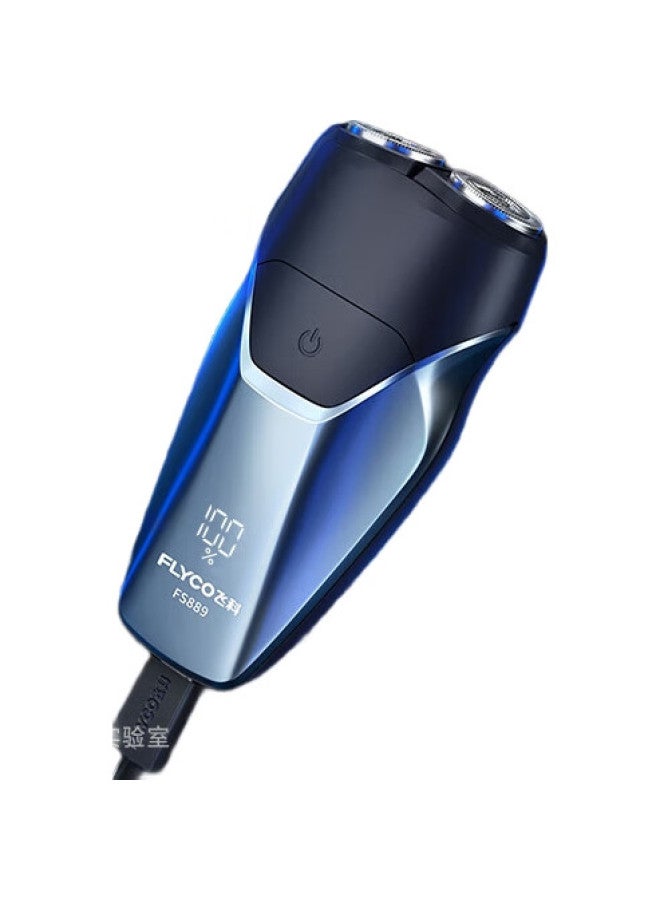 FLYCO Intelligent Electric Shaver Double Head Full Body Washable Shaver Portable Mini Men'S Shaver Birthday Valentine'S Day Gift For Boyfriend Father Fs889 Blue - Image 2