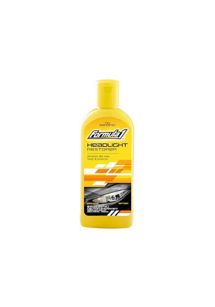 Formula 1 Headlight Restorer Sealant One Step Polish to Clean Renew Yellowed Headlights Windscreens or Exterior Plastics 8 oz - Image 1