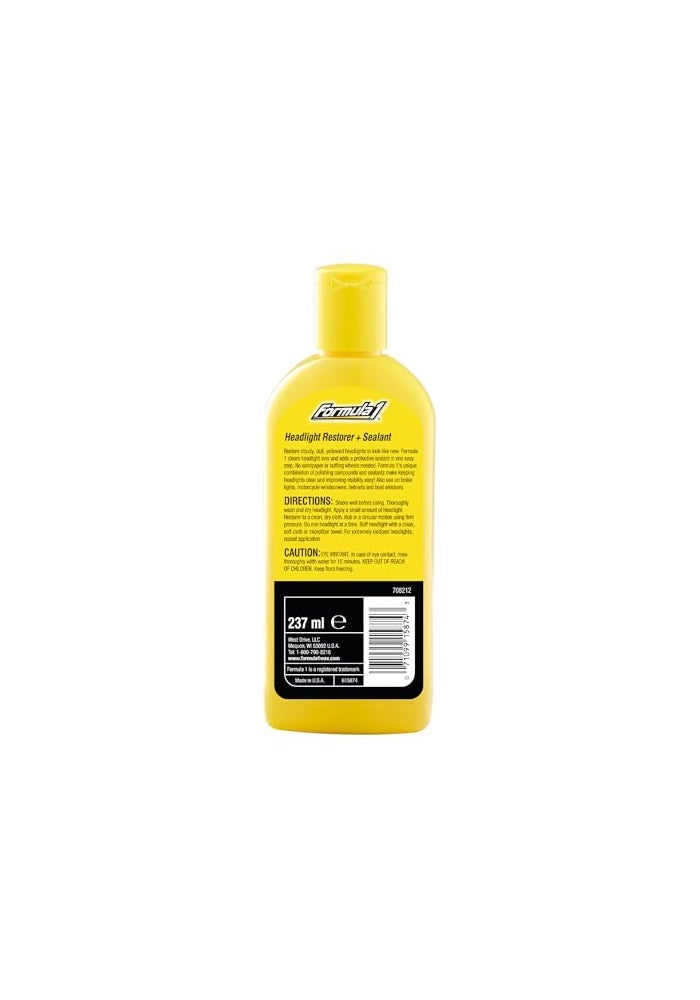 Formula 1 Headlight Restorer Sealant One Step Polish to Clean Renew Yellowed Headlights Windscreens or Exterior Plastics 8 oz - Image 3
