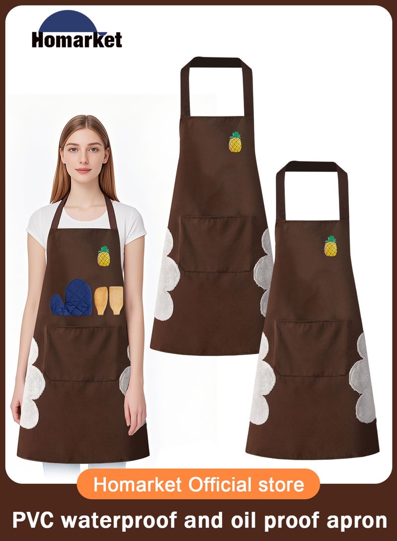 HomarKet 2 Pack Kitchen Aprons for Women,with Large Pockets - Waterproof, Oil-Resistant, and Stain-Proof, for Cooking, Baking, and Home Protection - Image 1
