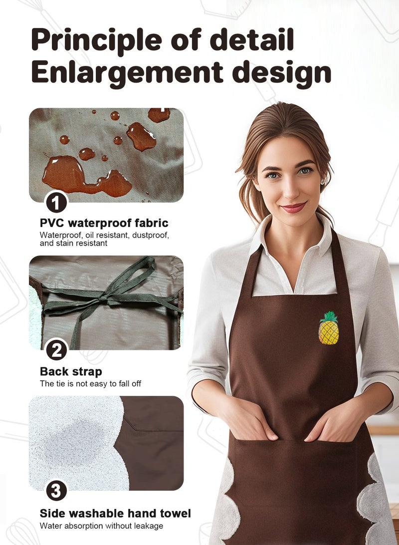 HomarKet 2 Pack Kitchen Aprons for Women,with Large Pockets - Waterproof, Oil-Resistant, and Stain-Proof, for Cooking, Baking, and Home Protection - Image 2