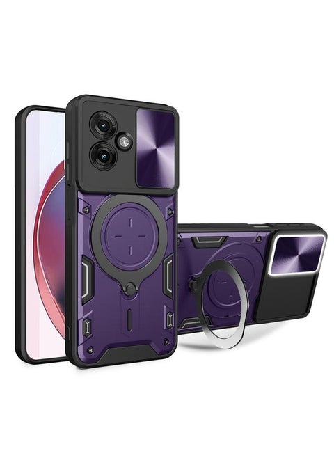 For Motorola Moto G55 CD Texture Sliding Camshield Magnetic Holder Phone Case(Purple)