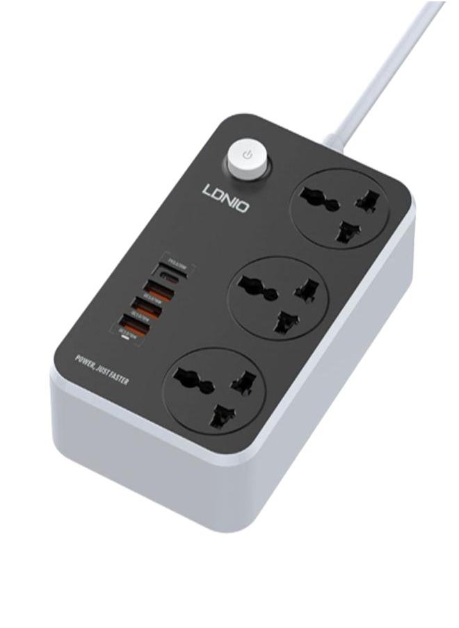 LDNIO - Ldnio Electric Power Strip 3 Socket 3 USB-CPD 20W 2.M SC3412 - Image 1
