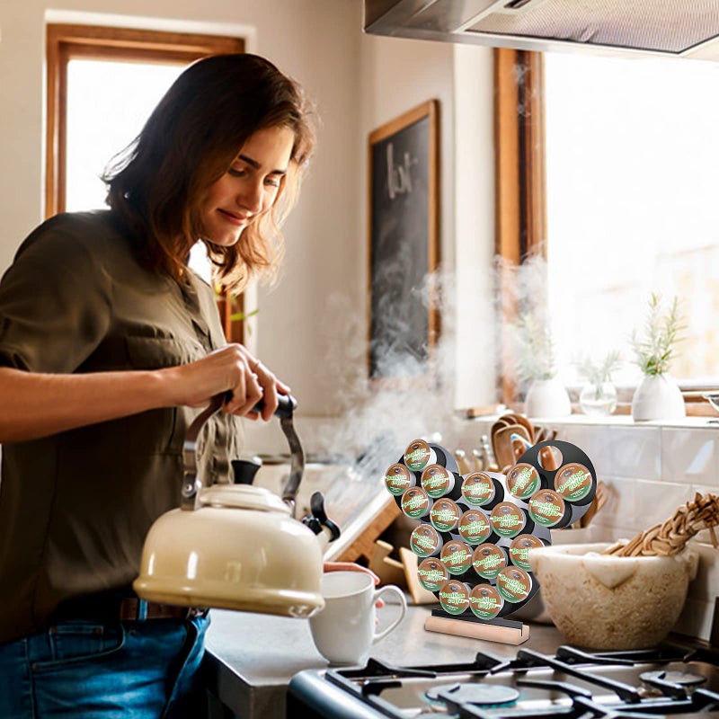 JANESVISSY K Cup Holder, Interesting Coffee Bar Accessories and coffee Storage Organizer,Classic black design, Home or Office kitchen k cup organizer accessories,Compatible with 20 Coffee Pods - Image 5