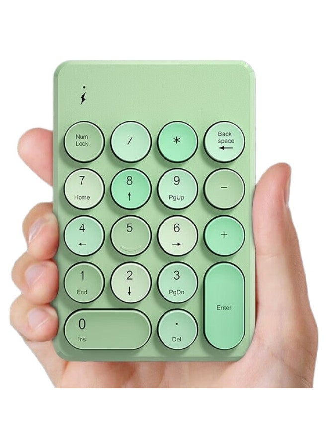 B.O.W Hangshi K155 Wireless Digital Keyboard, Financial Accounting Office, Retro Round Cap, External Laptop Desktop Universal Keyboard, Colorful Green - Image 2