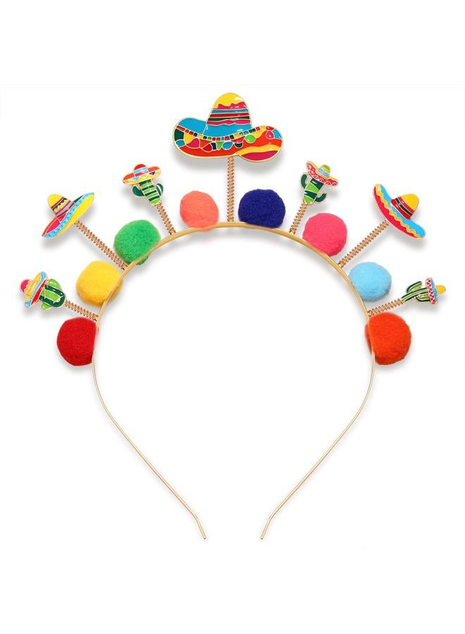 CEALXHENY أربطة رأس Cinco De Mayo للنساء، أربطة شعر مكسيكية، أربطة رأس ملونة على شكل قبعة صومبريرو وفلفل وصبار (نمط F) - Image 5