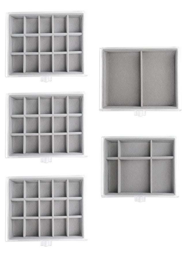 Watpot Acrylic Jewelry Box with 5 Drawers, Clear Earring Storage Organizer Display Case for Women Girls, Gray - Image 3