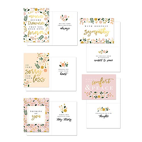 Canopy Street Modern Floral Sympathy Cards / 25 Loss Grief Comfort Cards / 5 Floral Thinking Of You Greeting Card Designs / 4 5/8" x 6 1/4" Condolences Note Cards - Image 4