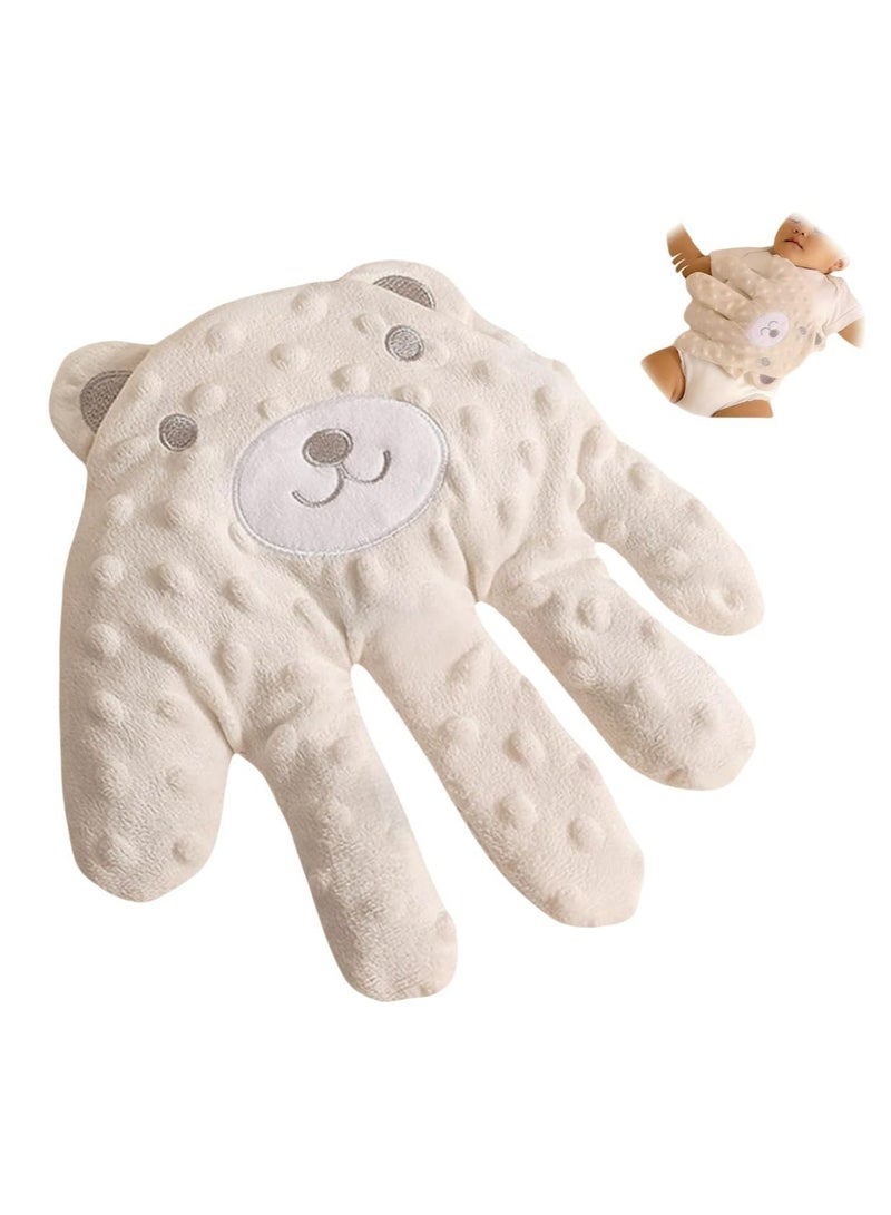 CMGTYYD Baby Patting Sleeping Toy, Baby Soothing Palm, Baby Startle Prevention Hand Glove, Cute Cartoon Automatic Baby Soothing Palm with Remote Control, Baby Soothing Hand Pillow, (Beige Bear)  - Image 1