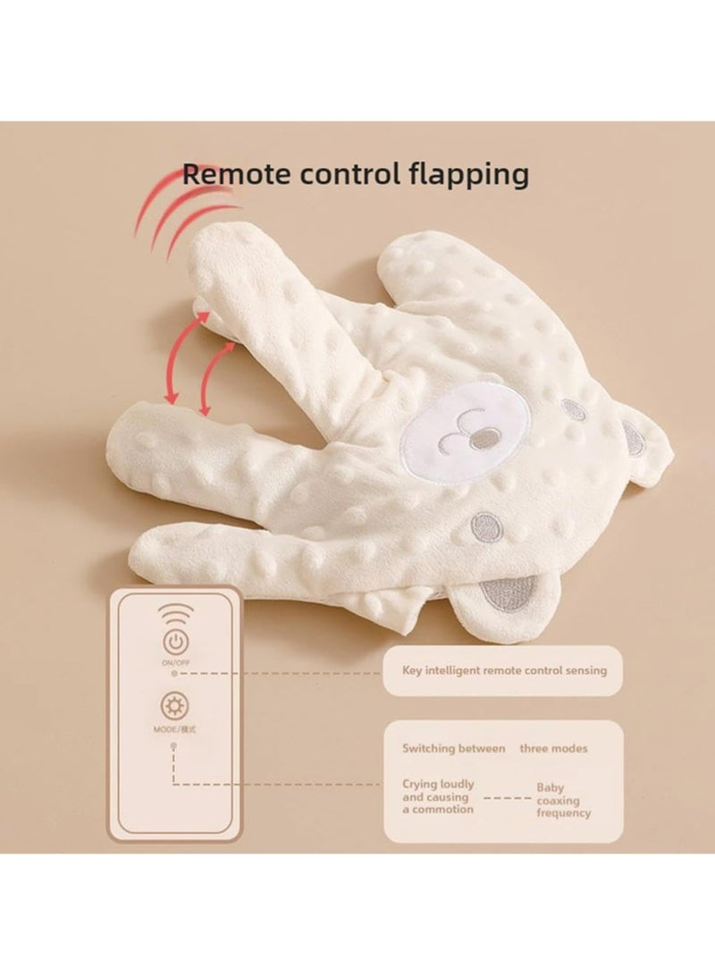 CMGTYYD Baby Patting Sleeping Toy, Baby Soothing Palm, Baby Startle Prevention Hand Glove, Cute Cartoon Automatic Baby Soothing Palm with Remote Control, Baby Soothing Hand Pillow, (Beige Bear)  - Image 4