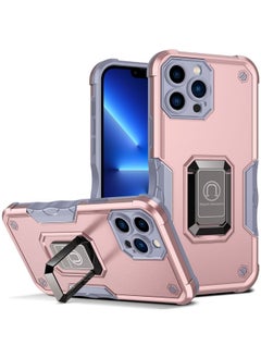 Generic Case Cover For iPhone 13 Pro Ring Holder Non-slip Armor Phone Case Rose Gold 