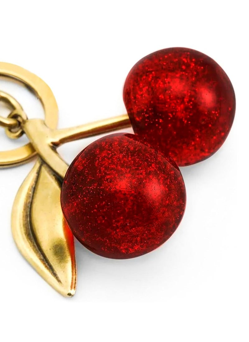 Oasisgalore Glitter Cherry Bag Charm with Key Ring and Clip for Purses and Bags  - Image 2