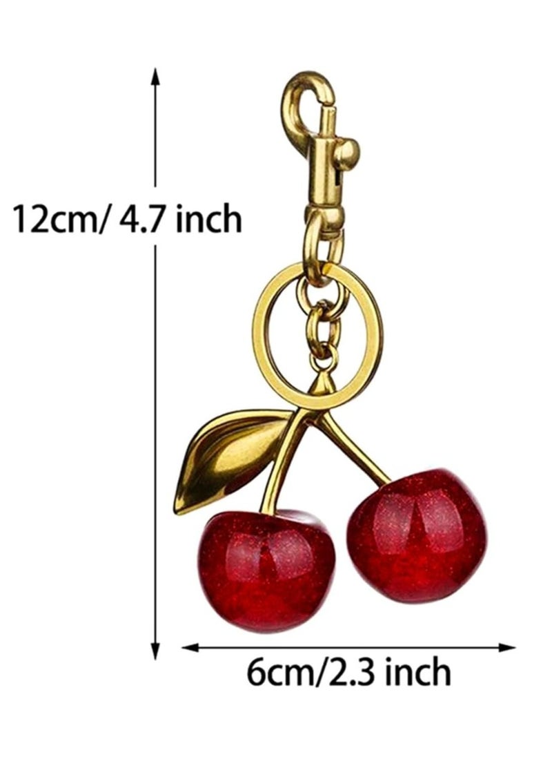 Oasisgalore Glitter Cherry Bag Charm with Key Ring and Clip for Purses and Bags  - Image 3