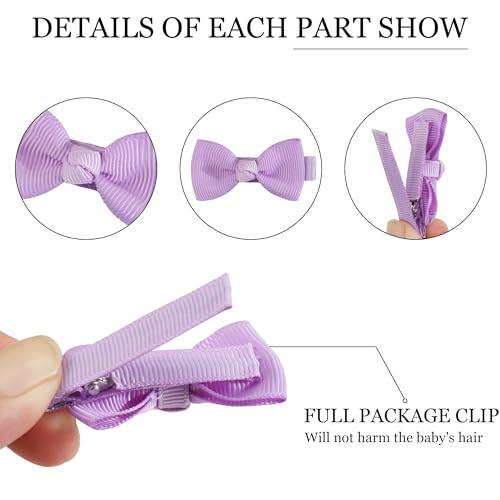 CÉLLOT Baby Hair Clips 40PCS Fully Lined Tiny 2" Hair Bows Alligator Clips for Infants and Toddlers in Pairs - Image 3