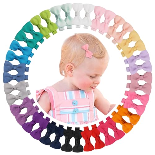 CÉLLOT Baby Hair Clips 40PCS Fully Lined Tiny 2" Hair Bows Alligator Clips for Infants and Toddlers in Pairs - Image 1