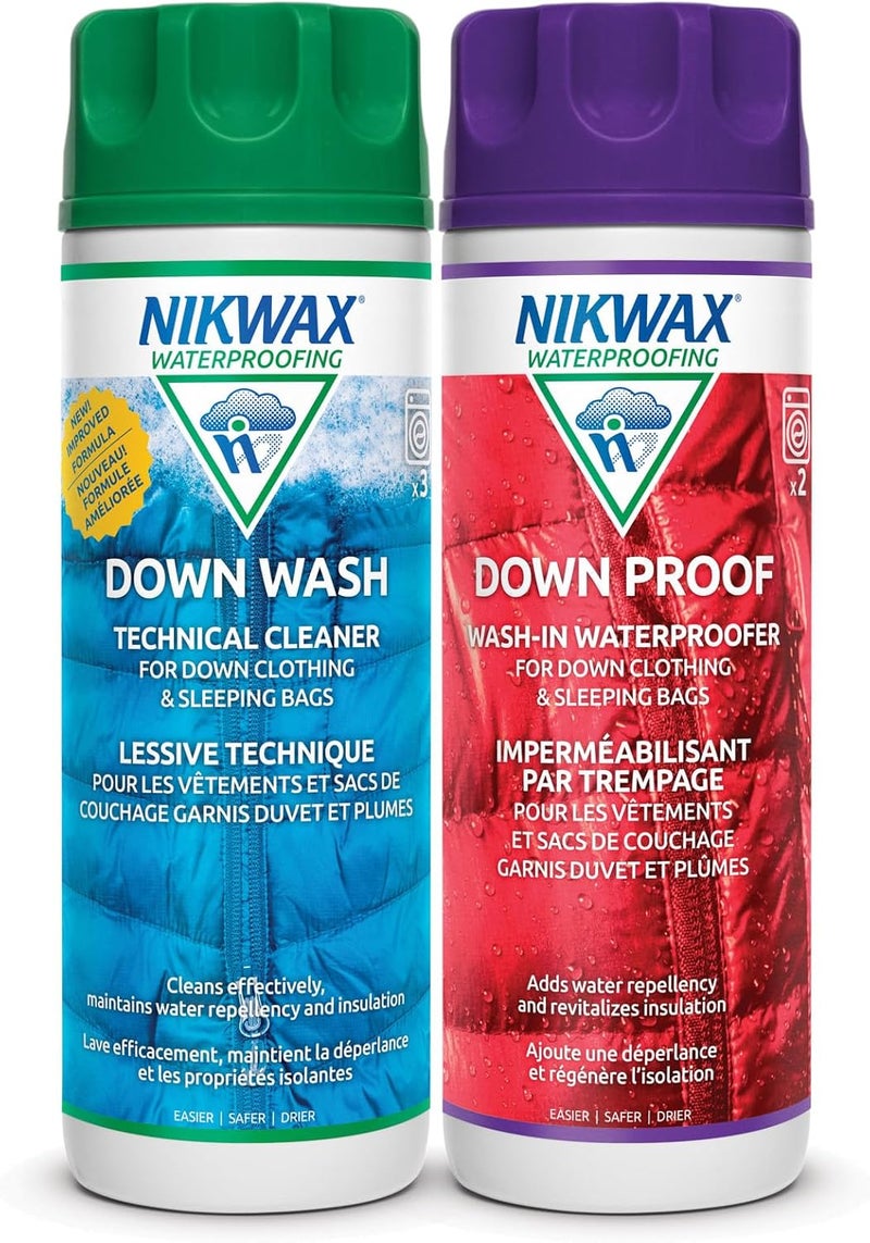 Nikwax Down DUO-Pack, 300ml - Wash-In Cleaning and Waterproofing for Down Jackets and Sleeping Bags - Image 1
