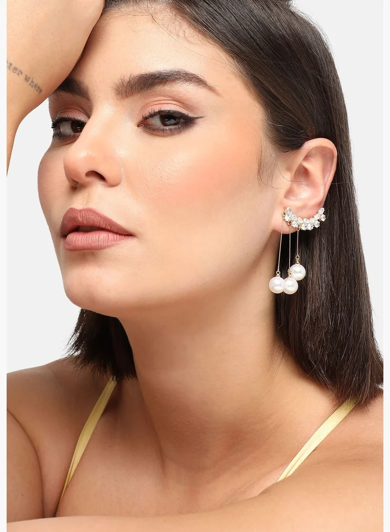 SOHI Gold Plated Party Pearls Drop Earring For Women