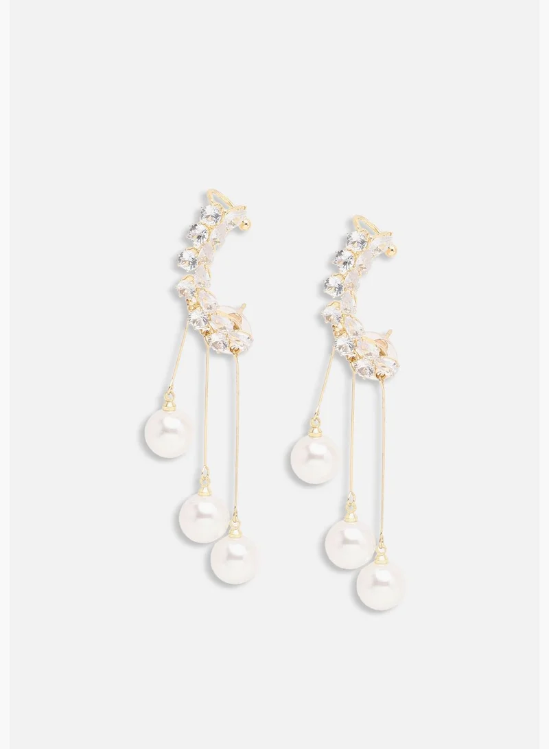 SOHI Gold Plated Party Pearls Drop Earring For Women