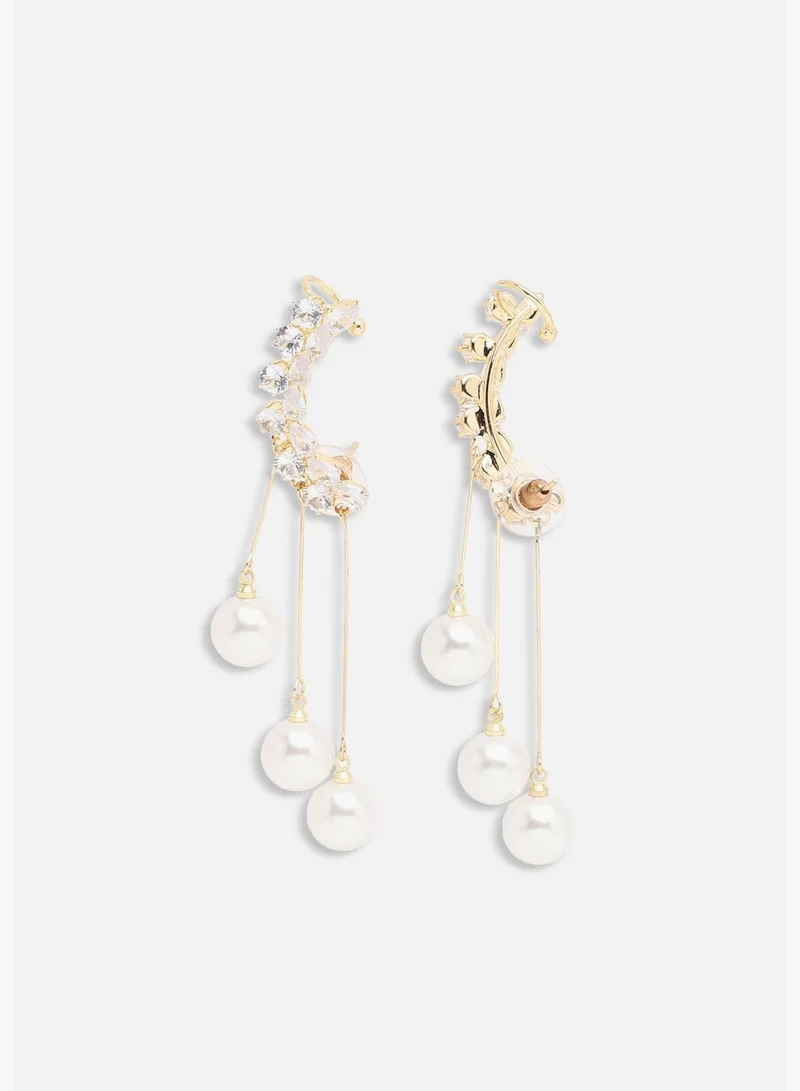 SOHI Gold Plated Party Pearls Drop Earring For Women