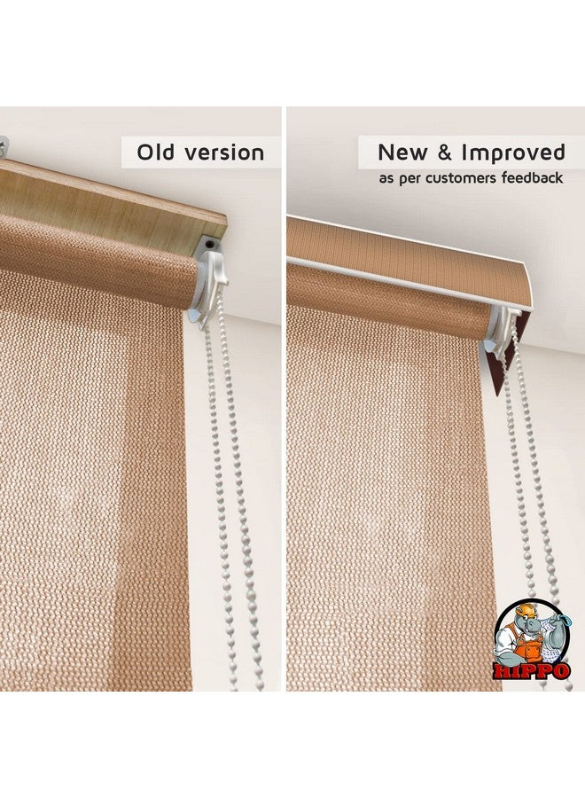 HIPPO Roller Blind Curtain for Outdoor Shade HDPE Corded 90% Sun & UV Protection, Air Flow Design, Light Filtering Balcony Roll-up Blinds (Sand, 3FTX7FT) - Image 2