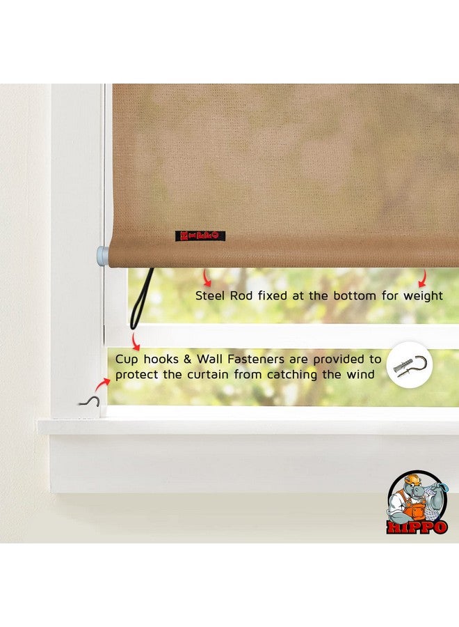 HIPPO Roller Blind Curtain for Outdoor Shade HDPE Corded 90% Sun & UV Protection, Air Flow Design, Light Filtering Balcony Roll-up Blinds (Sand, 3FTX7FT) - Image 4