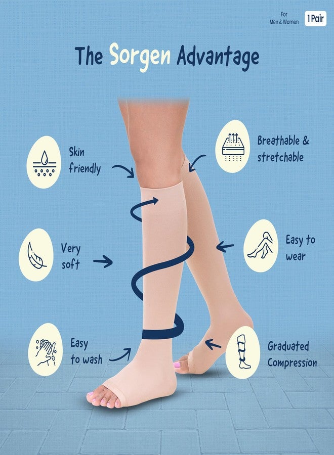 Sorgen Class II Medical Compression Stockings for Varicose Veins | Class 2 Knee Length | Class II Compression Socks | Varicose veins stockings For men and women | 23-32 mm Hg (XL) - Image 2
