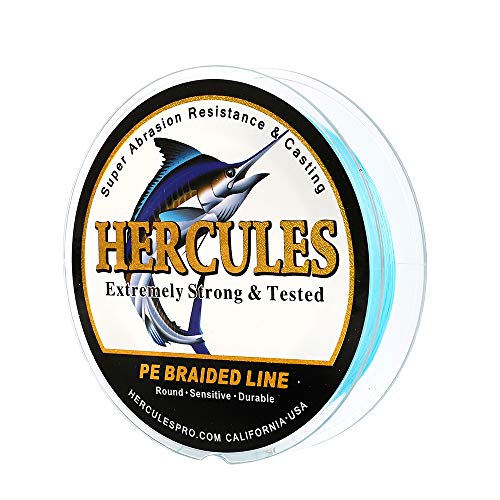 HERCULES Super Cast 500M 547 Yards Braided Fishing Line 20 LB Test for Saltwater Freshwater PE Braid Fish Lines Superline 8 Strands - Blue, 20LB (9.1KG), 0.20MM - Image 1