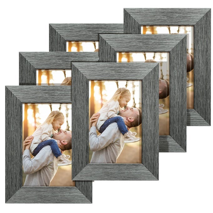 4X6 Picture Frames Collage Set of 6 Photo Collage Frame for Wall Decor or Table Top Display Gray