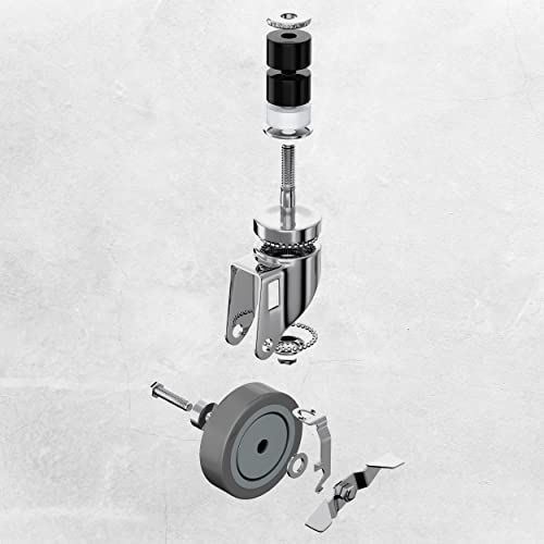 Houseables Table Casters, Table Wheels, Set of 4, Expanding Stem Caster Wheels, 4 Inch, Stainless Steel, for Kitchen Prep Worktable, Folding Desk, Commercial, Legs, Cart, Locking, 1-1/2" & 1-5/8" ID - Image 5