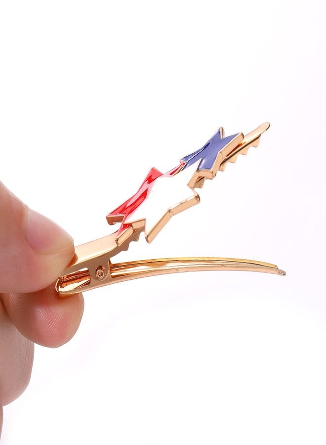 HZEYN 4PCS American Flag Hair Clips Enamel Rhinestone Stars Hair Clips for Women Sparky Red White Blue Patriotic Hairpins 4th of July Independence Day Hair Accessories Stars - Image 4