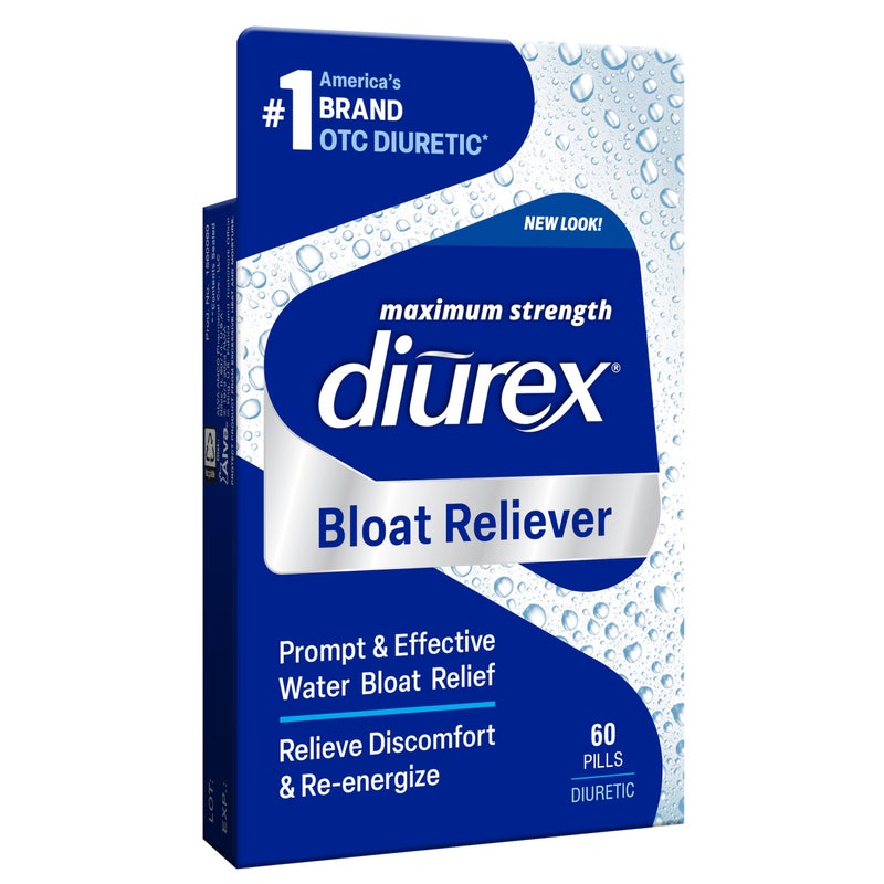 Diurex Bloat Reliever | Relieve Water Bloat, Puffiness, Swelling & Fatigue | Re-Energize | Maximum Strength | 60 Count - Image 1