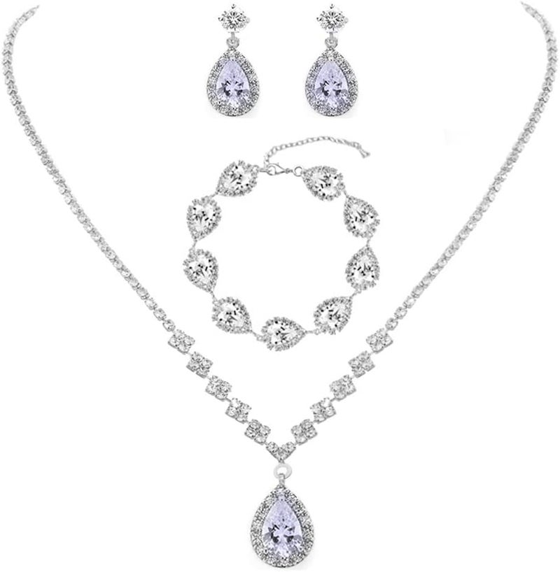 Unicra Bride Crystal Necklace Earrings Set Bridal Wedding Jewelry Sets Rhinestone Choker Necklace Prom Costume Jewelry Set for Women and Brides - Image 4
