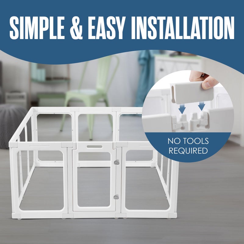 Houseables Plastic Dog Playpen, Acrylic Dog Playpen, Puppy Pen Indoor, Clear Pet Pen, Pet Fence, Puppy Enclosure, Indoor Enclosure, Apartment Setup, Clear Panels, Gate, Rabbit Cage, Play Kennel, 49â€ - Image 3