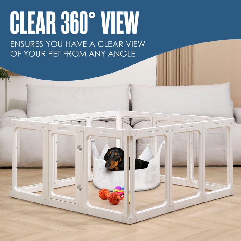 Houseables Plastic Dog Playpen, Acrylic Dog Playpen, Puppy Pen Indoor, Clear Pet Pen, Pet Fence, Puppy Enclosure, Indoor Enclosure, Apartment Setup, Clear Panels, Gate, Rabbit Cage, Play Kennel, 49â€ - Image 5